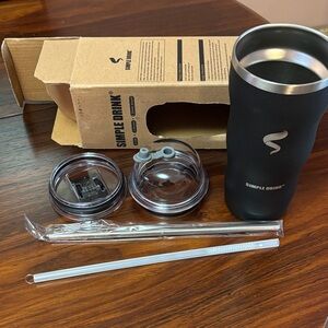 Black 20oz Insulated Tumbler 2 Lids NIB